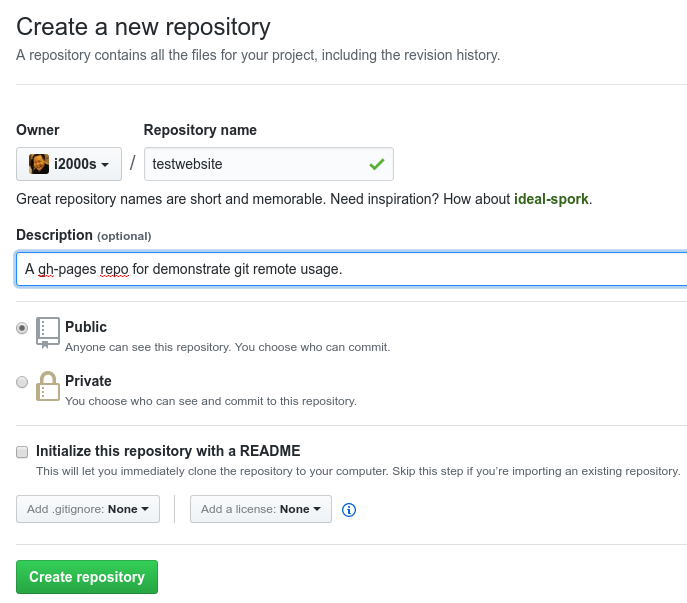 Creating a Repository on GitHub (Step 2)